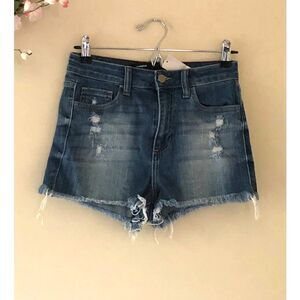 Harper Jean Shorts Raw Frayed Hem Distressed Size 27 NWT
